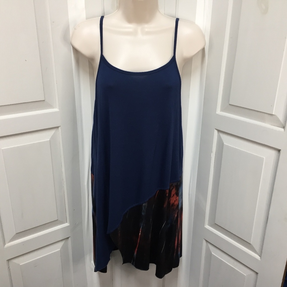 Yak n Yeti Blue and Black Stylish Tie Dye Tank Top